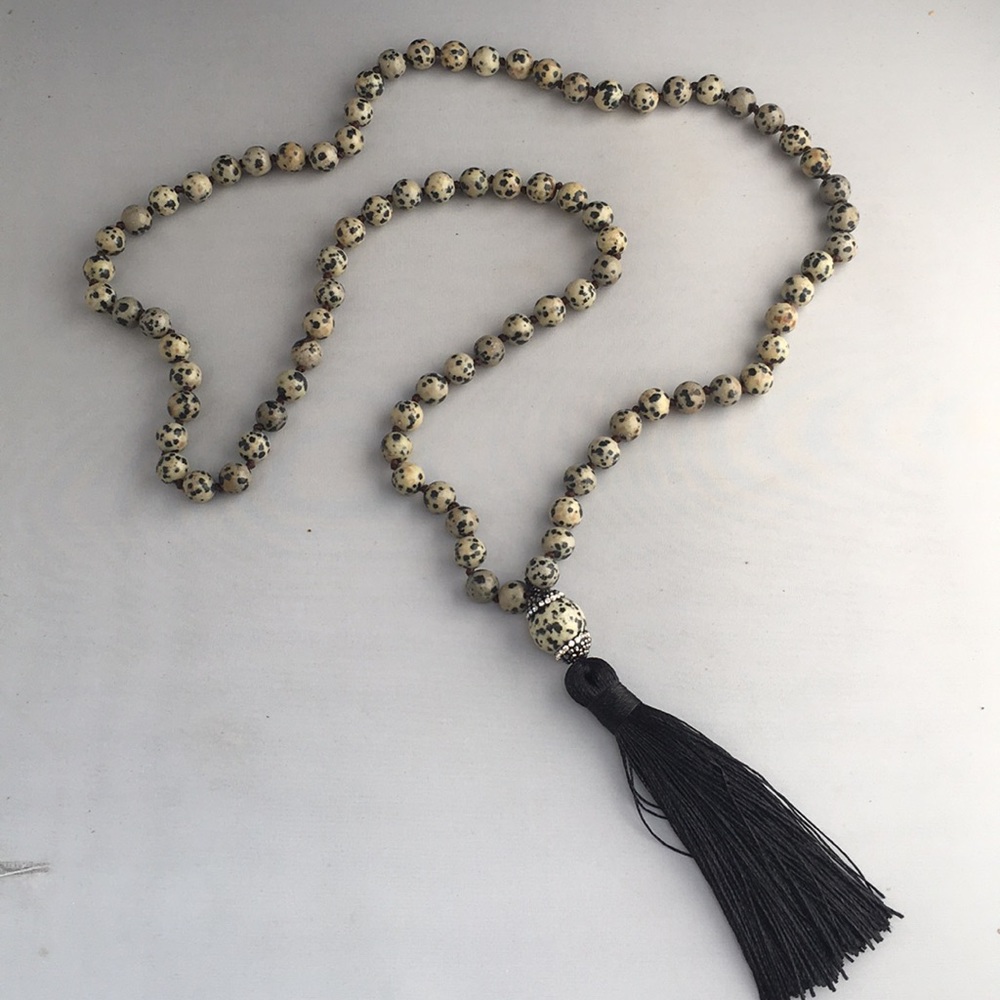 New! Bohemian Black Marble Stone Necklace - Picture 4 of 5